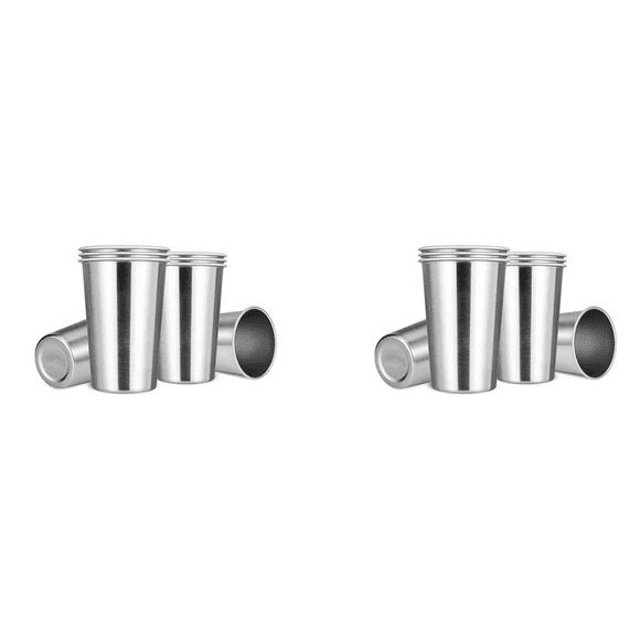 Premium Stainless Steel Cups 16 Oz Pint Cup Tumbler (16 Pack) - Stackable Durable Cup,16 x cups,silver