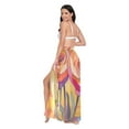 thumbnail image 3 of FORMRS Womens Long Sarong Beach Wrap Semi-Sheer Bikini Skirt Bathing Swimsuit Cover Up, Purple Abstract Floral, 3 of 7