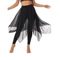 thumbnail image 3 of Doomiva Skirted Leggings for Women Asymmetrical Sheer Chiffon Ballet Dance Leggings Chiffon Pantskirt Black 3XL, 3 of 7