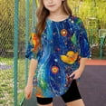 thumbnail image 5 of Virmaxy (5-15 Years) Boys Girls Fashion Casual Shirt Teenagers Solid Color Short Sleeve Round Neck Top Summer Loose Casual Trendy Pullover Shirt Multicolor-26 14 Years, 5 of 8