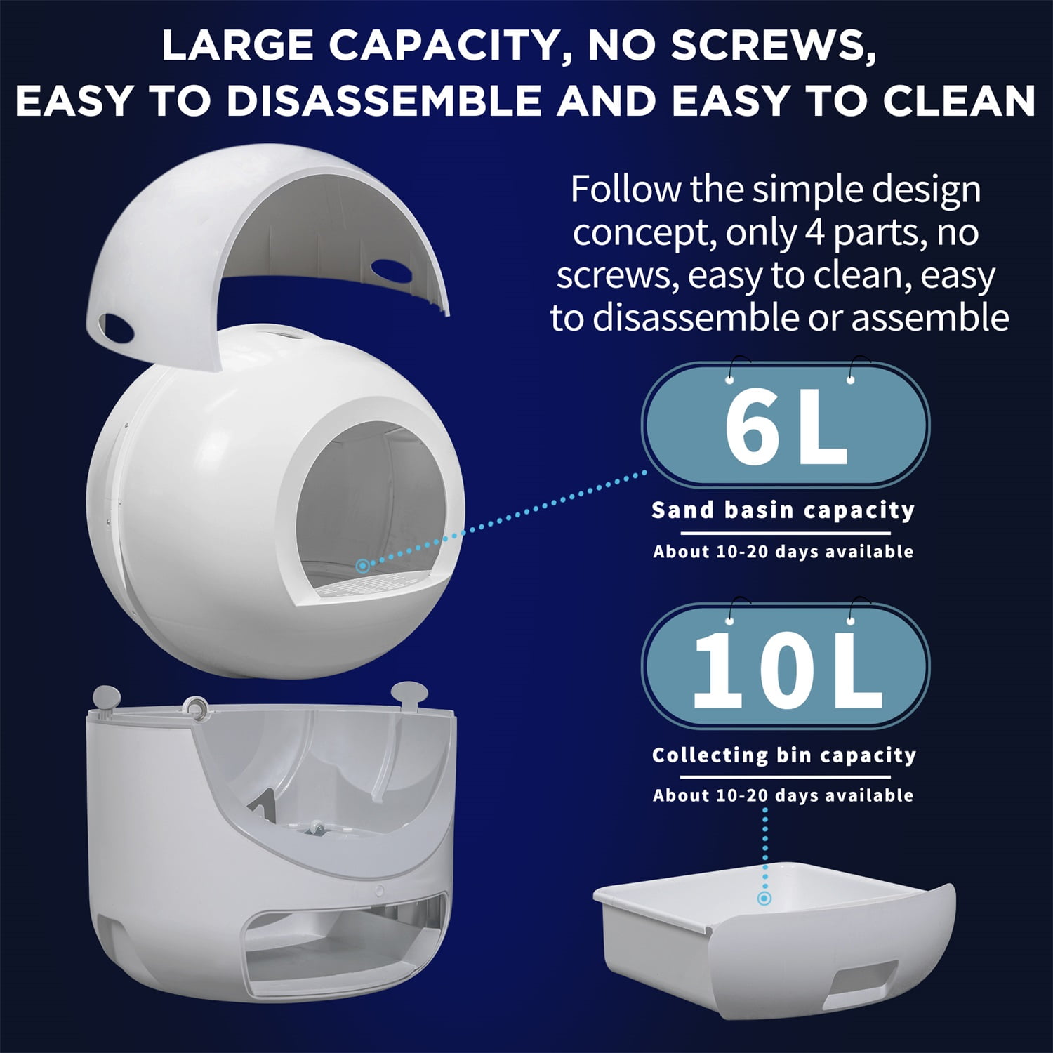Pefilos Self -Cleaning Cat Litter Box for Indoor Cats, No Scooping Automatically Cat Litter Boxes for Multiple Cats, Secure,Odor Removal , App Control Cat Litter Box for Kittens, White Pefilos Self -Cleaning Cat Litter Box for Indoor Cats, No Scooping Automatically Cat Litter Boxes for Multiple Cats, Secure,Odor Removal , App Control Cat Litter Box for Kittens, White