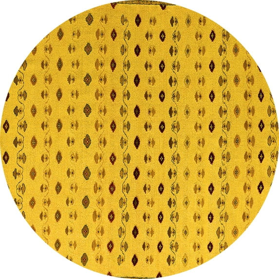 Ahgly Company Indoor Round Solid Yellow Modern Area Rugs, 5' Round