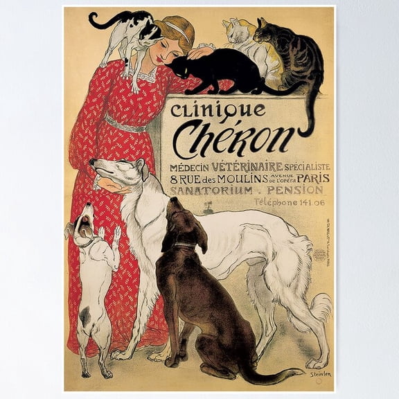 Poster Clinique Cheron - Theophile Steinlen - No Framed, Vintage Wall Art, Trendy Retro Print, Positive Quote Poster, Room Decor, Wall Art, Poster Only