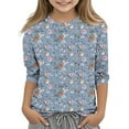 thumbnail image 2 of YUNAFFT T-Shirts en Poly-Spandex Doux pour Filles et Garçons 2-12 Ans Mode Imprimée Manches 7/8 Col Rond Chandail Confort Décontracté, 2 of 5