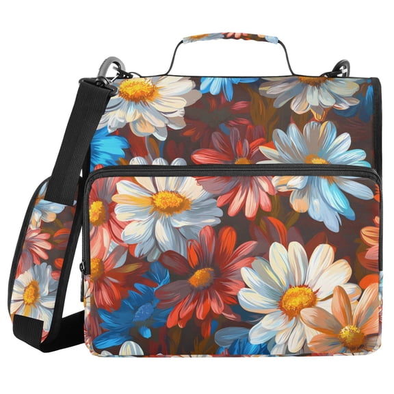 FORMRS Zipper Binder with Shoulder Strap 2-inch Ring 500 Sheet Capacity File Bag, Vibrant Floral