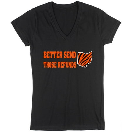 Black Joe Burrow Bengals Send Those Refunds LADIES V-NECK T-shirt