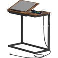 thumbnail image 5 of C Shaped End Table with  Station, Large Side Table Tiltable Desk with Storage Bag, TV Tray Under Couch Table with USB & Type-C Port, for Livingroom Bedroom Brown TB01BB090, 5 of 7