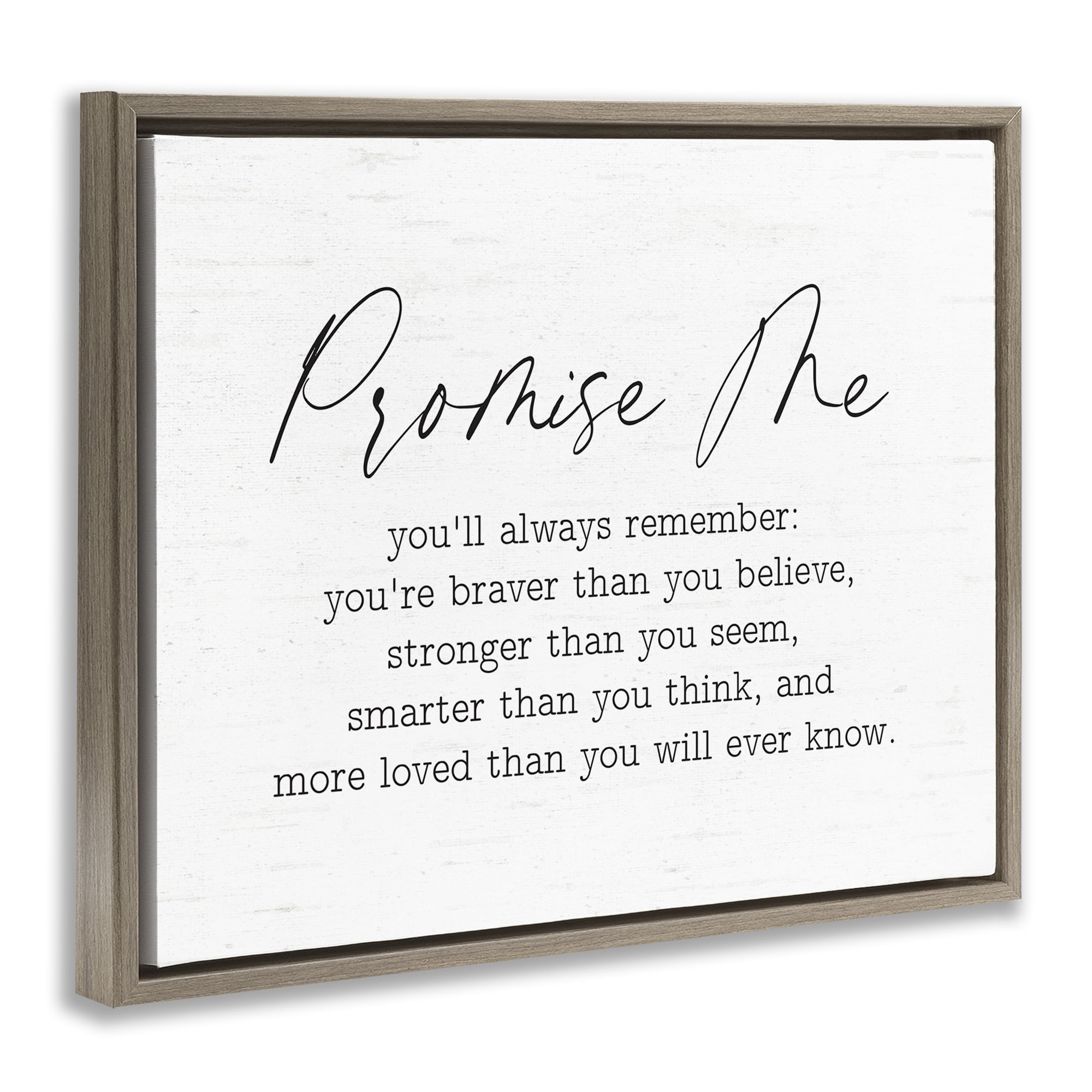 Stupell Industries Promise Me Sentiment Text & Numbers Painting Brown Floater Framed Canvas Art Print Wall Art, 21 x 17