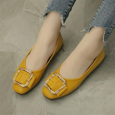 

New Style Soft Single-layer Shoes Women‘s Ladyshoes 2024 Heel Square-toed Shoes All-match Shallow Mouth Soft-soled Milk Shoes Lightweight Bean Shoes