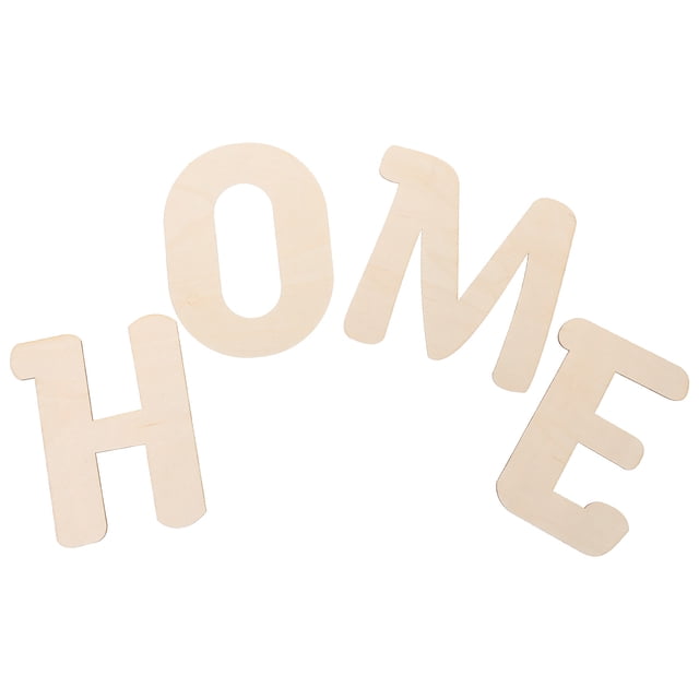 Phenofice 4Pcs Craft Letters Small for Wall Decor Home Decoration Beige Wood Style