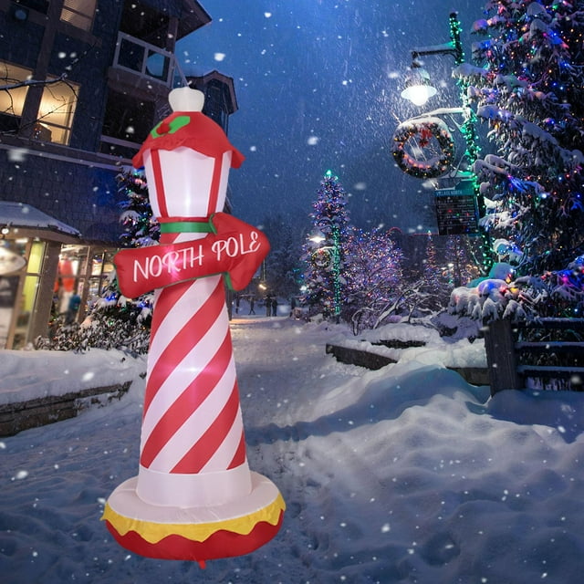 Elodie Christmas Inflatable North Pole Lighthouse for Garden Outside Winter Holiday