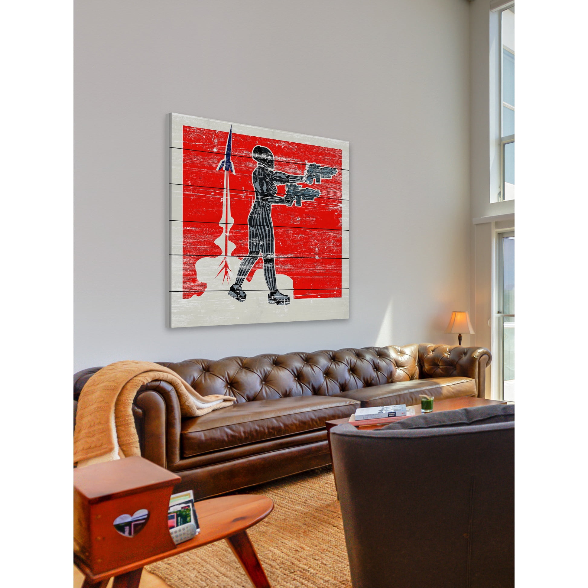 Guns Blazing Painting Print on White Wood