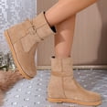 thumbnail image 4 of Bottes d'Hiver pour Femmes - Style Décontracté Mode, Bottes Courtes Plissées à Talon Bas Épais Mi-Mollet - Extérieur, Intérieur, 4 of 9