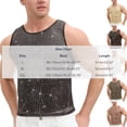 thumbnail image 2 of Kalauyu Mens Mesh Tank Top Vertical Striped Rhinestone Sleeveless See Through Party Shirt, 2 of 5