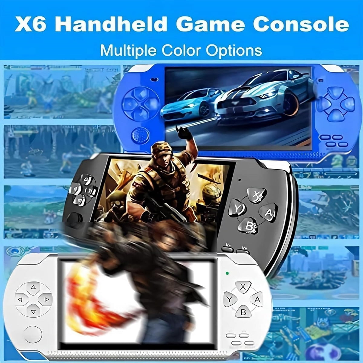 PSP High Definition Handheld Game Machine X6,8GB, 4.3 Inch Screen, With Camera Built-In Over 1200 Free Games