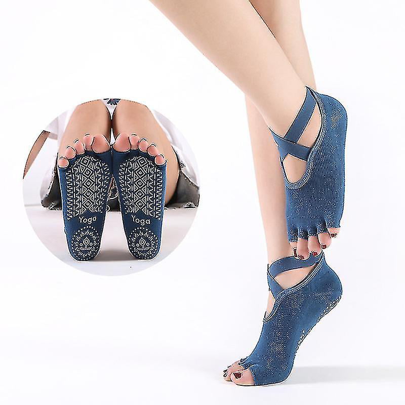 Hylaea Yoga Socks for Women with Grip & Non Slip Toeless Half Toe Socks for Ballet Pilates Barre Dance 