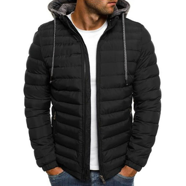 Men's Lightweight Hooded Jacket Front Zip Up Casual Winter Outerwear ...