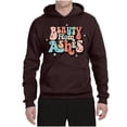 thumbnail image 2 of Wild Bobby Beauty From Ashes Groovy Font With Stars Vintage Unisex Hoodie Sweatshirt, Brown, Medium, 2 of 6