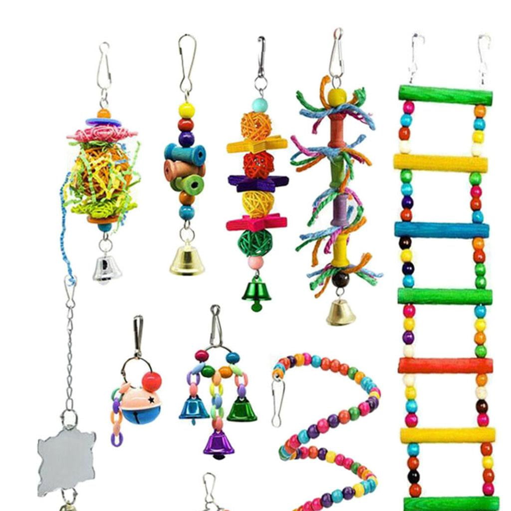 15Pcs Bird Toys Chewing Toys with Bell Ball Bird Training Toys for Small Parakeets, Cockatiels, Budgies, Conures, Birds, Finches