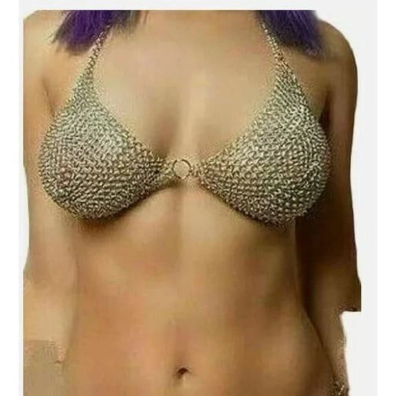 WEEKEND SALE Handmade Aluminum Chainmail Armor Bra Anodized Women's Top Size-48