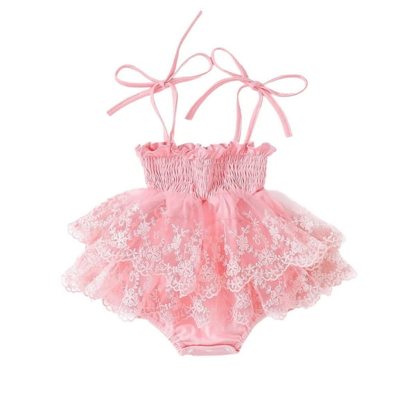 TBWNWG Newborn Onesies Girl,Baby Girl Summer Outfit Sleeveless Ruffle Smocked Romper Dress 1PC Jumpsuit Clothes Size 12-18 Months