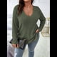 thumbnail image 4 of Suéter Informal de Punto con Cuello en V y Larga para Mujer, Talla Grande Verde 4XL, 4 of 10
