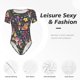 thumbnail image 4 of Balery Mushrooms Snails Butterflies Body de cuello redondo de manga corta para mujer Tops de manga corta Tops básicos-Small, 4 of 7