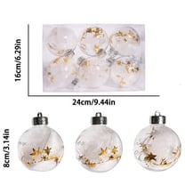 Cheapark 6-Piece 3.1 Inch Christmas Transparent Gold Glitter Balls - Ornament Set for Christmas Tree, Festive Hanging Decor