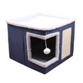 thumbnail image 1 of kusrkot Foldable Kitty Cave Bed and Scratch Pad Large Kitty Cave for Pets Kittens Kitty Navy, 1 of 9
