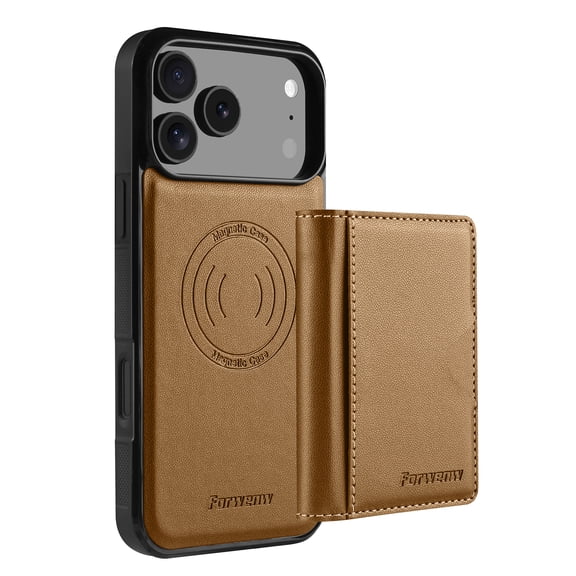 2 in 1 Detachable Wallet Phone Cases Compatible with iPhone 18 Pro Max, Case with Card Holder Kickstand Men Magnetic PU Leather Cover, Brown