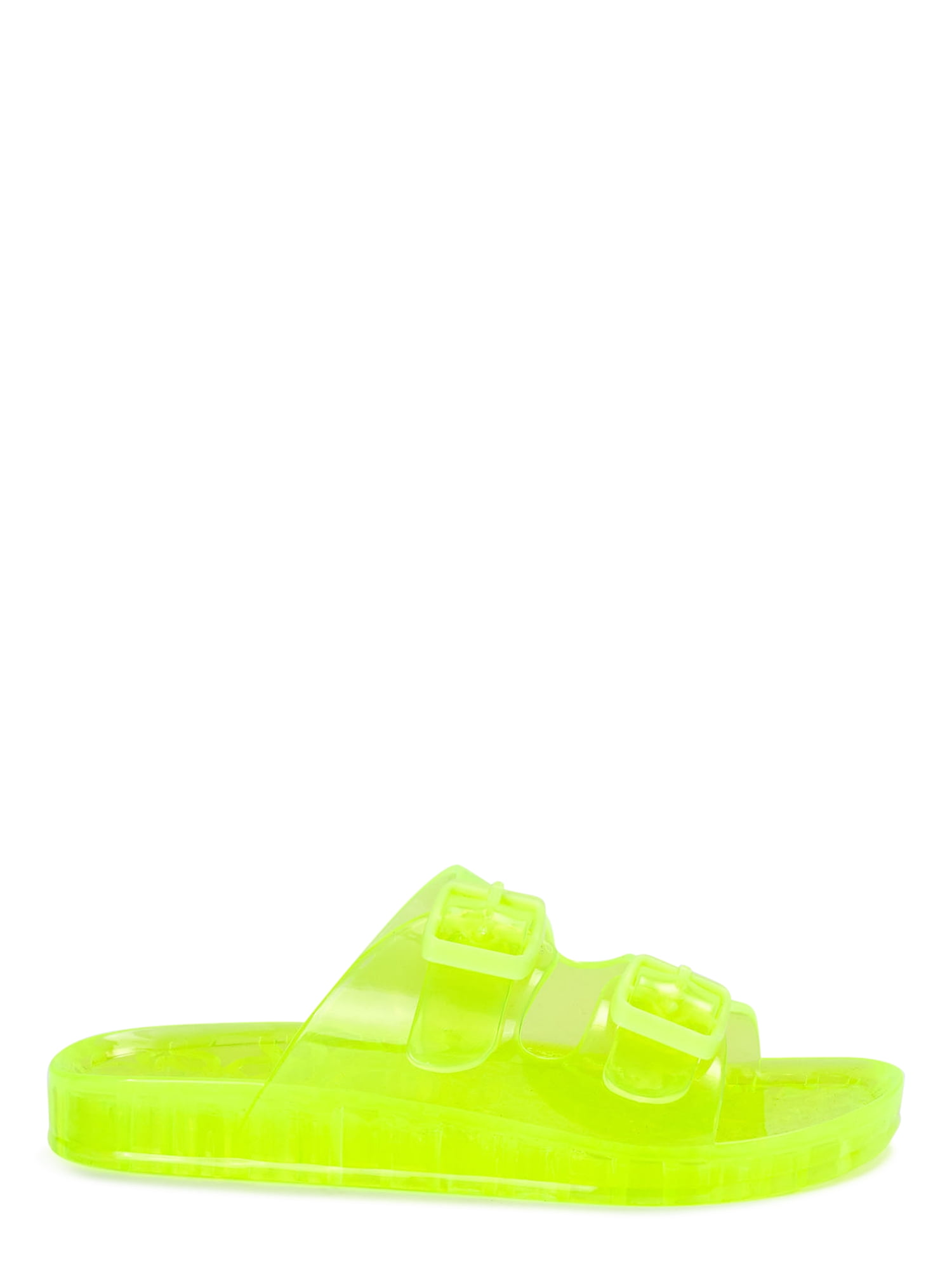 Wonder Nation Girls Neon Jelly Two Buckle Footbed Sandals - Walmart.com