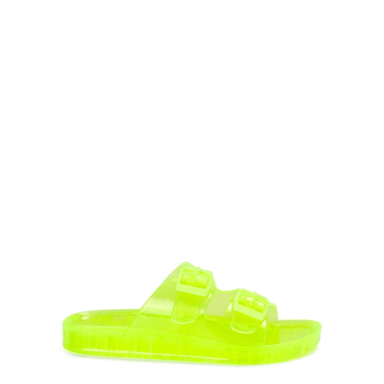 Wonder Nation Girls Neon Jelly Two Buckle Footbed Sandals