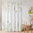 thumbnail image 6 of Shower Curtain Purple White Flowers Shower Curtains for Bathroom Decor, Waterproof Polyester Shower Curtain Set with Hooks, Extra Long 72" x 78" Floral Leaf, 6 of 9
