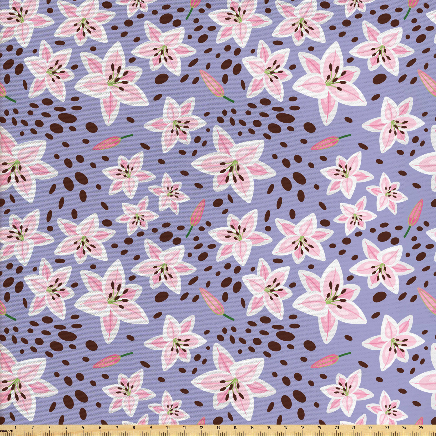 Lily Fabric by The Yard, Continuous Pattern of Exotic Flower Petals and