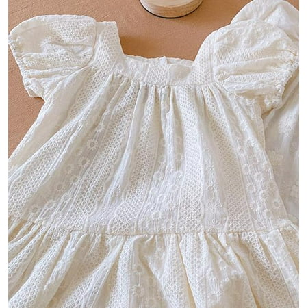 

DanceeMangoo Summer New Baby Girl Floral Clothes Cute Embroidery Flower Bodysuit For Girls Fashion Puff Sleeve Dress Princess Jumpsuit