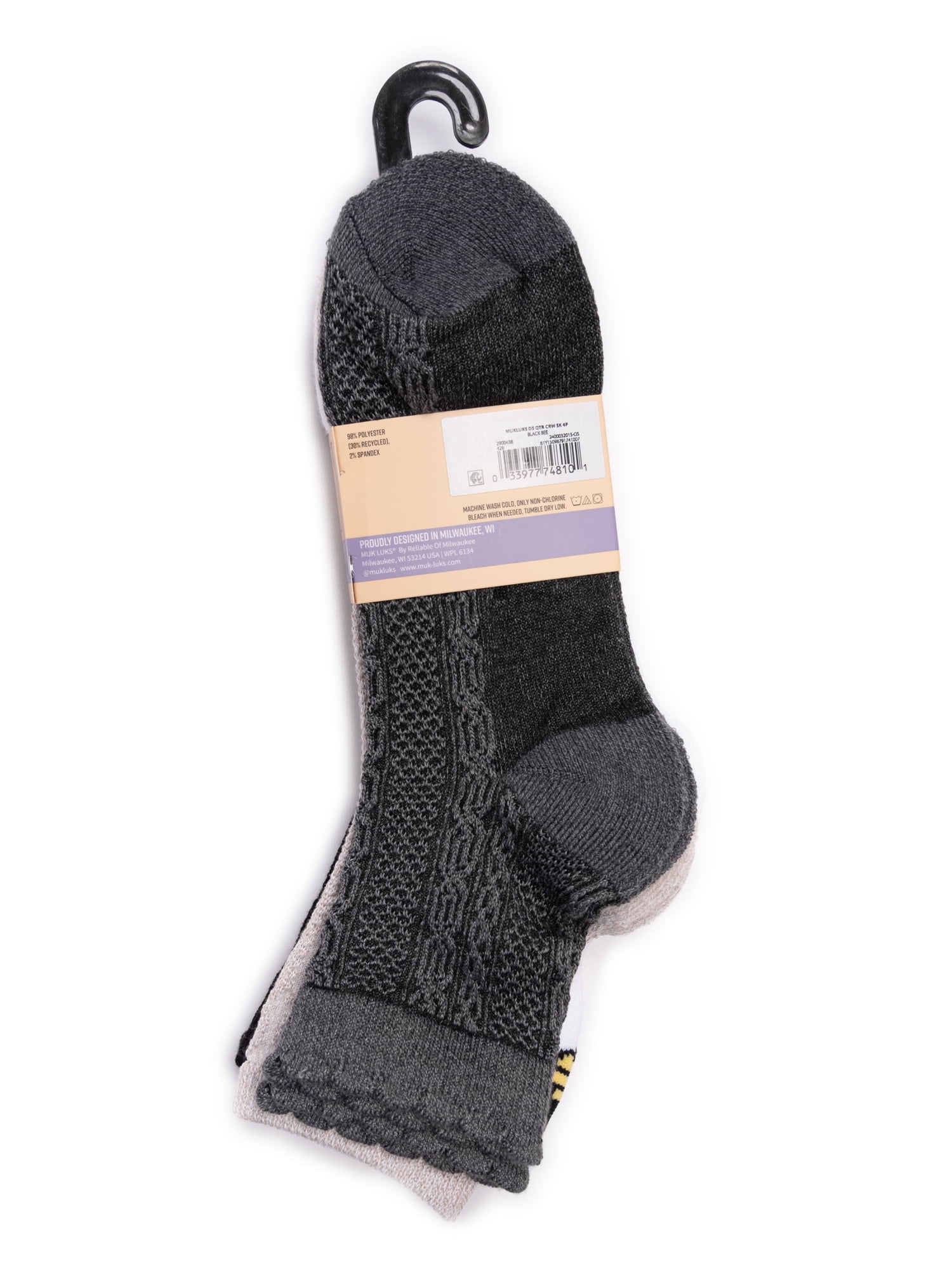 MUK LUKS Women's Dream Step Quarter Crew Socks, 4 Pair Pack