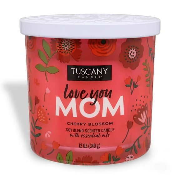 Tuscany Candle Love You Mom: Cherry Blossom Mother’s Day Scented Candle, 12 oz