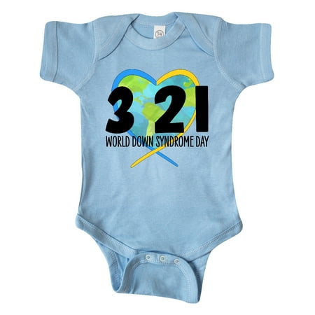 

Inktastic 3 21 World Down Syndrome Day Heart Shaped Earth Gift Baby Boy or Baby Girl Bodysuit