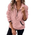 thumbnail image 2 of HLKJKLS Oversized Sweatshirt For Women Lapel Half Zipper Plush Pocket Hooded Sweatshirt Pink S-Xxl, 2 of 7
