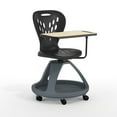 thumbnail image 2 of Emma + Oliver Black Mobile Desk Chair - 360° Tablet Rotation and Storage Cubby, 2 of 12