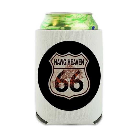 Hawg Heaven Route 66 Highway Hog Biker Motorcycle Can Cooler - Drink Sleeve Hugger Collapsible Insulator - Beverage Insulated Holder