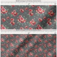 thumbnail image 2 of Soimoi Gray Cotton Poplin Fabric Leaves & Ranunculus Floral Fabric Prints By Yard 56 Inch Wide, 2 of 7