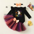 thumbnail image 2 of FYDUU Baby Girl Hallween Outfit Baby Girls Pumpkin Outfit Set Long Sleeve Romper Tulle Tutu Skirt Headband 3Pcs Set Party Thanksgiving Clothes 9-12 Months, 2 of 4