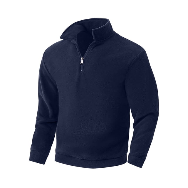 Blusa y camisa de manga larga con cuello vuelto para hombre, abrigo informal de manga larga con media cremallera y cuello de solapa, chaquetas casuales, abrigos de polar, blusa de poliéster para hombr