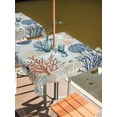 thumbnail image 2 of Outdoor Tablecloth with Umbrella Hole for Patio/Picnic/Party/Camping, Blue Coastal Waterproof Table Cloth Square Cover Washable, Summer Beach Coral Shell Starfish Seahorse (60"x 60"), 2 of 8