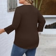 thumbnail image 4 of AOOCHASLIY T-Shirt Uni - Couleur V - Col Trois - Manches Trois-Quarts pour Femmes, 4 of 5