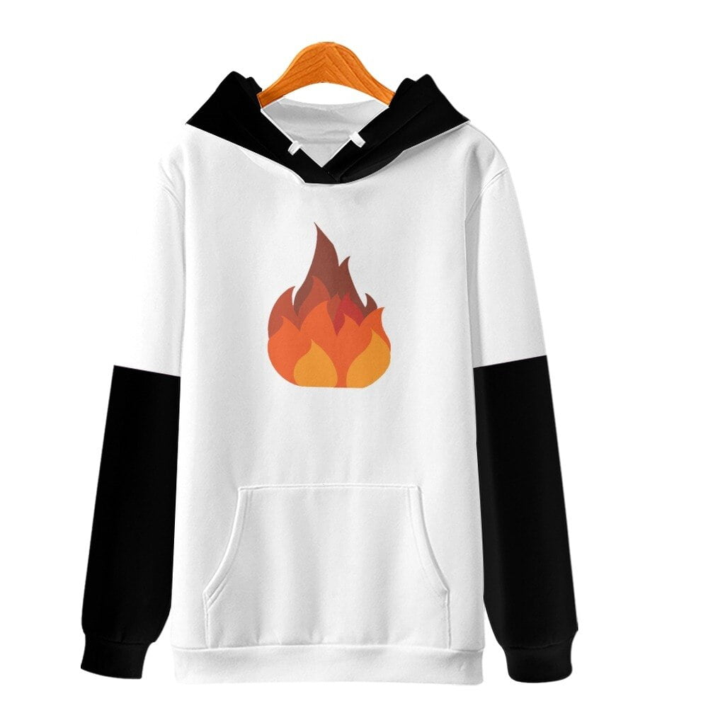 Sapnap Merch Flame Name Pollover Hoodie Hip Hop Sweatshirt,White