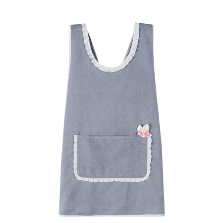 

Korean Style Flower Cross Back Apron with Pocket Sweet Cute Bib Aprons for Women Men Unisex Gardening Painting Cooking Drawing Apron