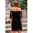 thumbnail image 2 of Vestido PRETTYGARDEN Mini de Encaje Floral Negro con Hombros Descubiertos XL, 2 of 8