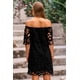 thumbnail image 2 of Vestido PRETTYGARDEN Mini Negro de Encaje Floral con Hombros Descubiertos Talla L, 2 of 8